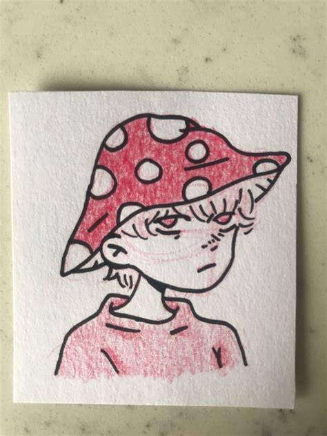 Original One Of A Kind Drawing Of Mushroom Hat Etsy