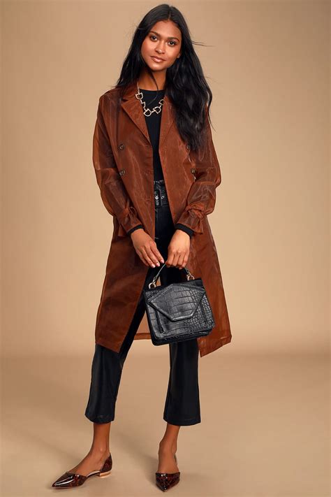On The Scene Brown Sheer Trench Coat Trench Coat New York Outfit Brown Trench Coat