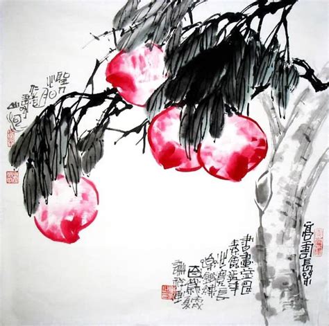 Chinese Peach Painting Peach 2399011 69cm X 69cm27〃 X 27〃