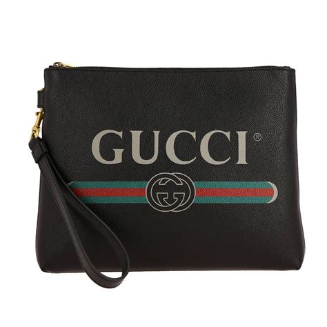 Gucci Medium Print Leather Clutch Bag With Classic Print Bags Gucci