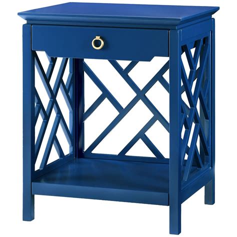 Bungalow 5 Nantucket 1 Drawer Navy Blue Side Table Blue Side Table