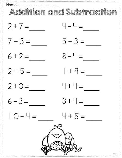 Adding And Subtracting Worksheets Kindergarten Kindergarten Addi In