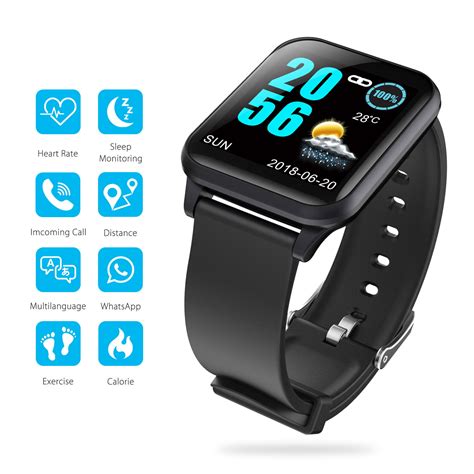 Waterproof Bluetooth Fitness Tracker Smart Wrist Watch with Heart Rate & Sleep Monitoring ...