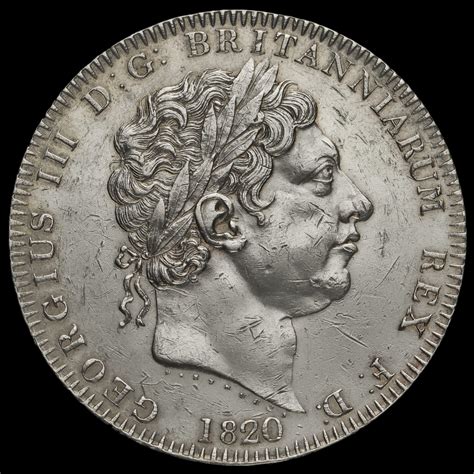 1820 George Iii Milled Silver Lx Crown Ef