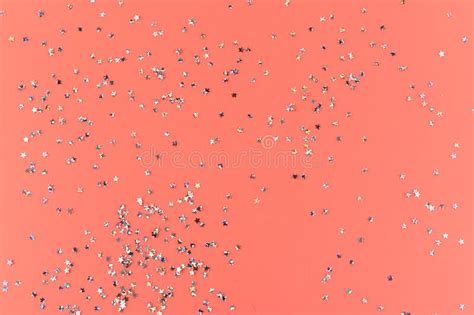 Glitter Stars Confetti On Pink Background In Bright Pastel Colors