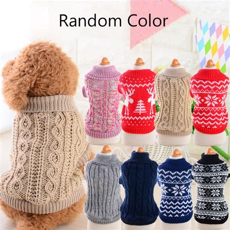 Random Color Pet Dog Winter Keep Warm Jumper Sweater Clothes Puppy Cat