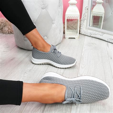 Womens Ladies Knit Trainers Slip On Sport Sneakers Casual Running Women