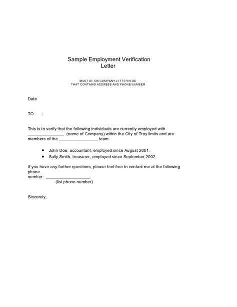Employment Verification Letter Samples Word Pdf Templatearchive