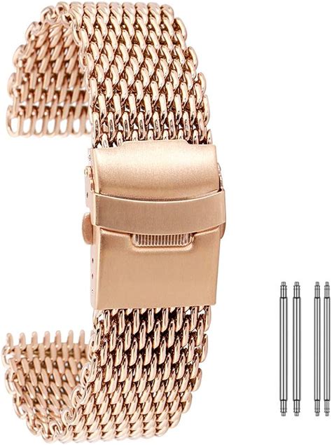18mm Charming Rose Gold Stainless Steel Mesh Watch Band Replacement