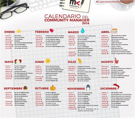 Calendario Community Manager 2018 Mediaclick Agencia Marketing Digital