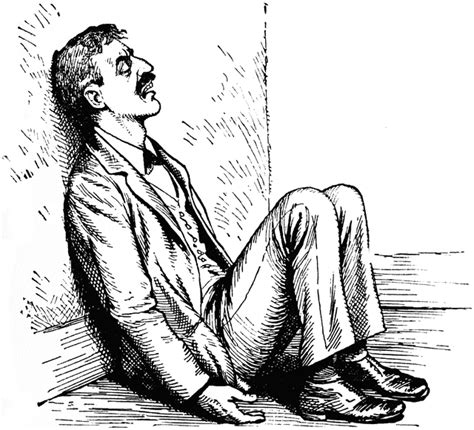 An Illustration Of A Man Sitting And Leaning Against A Wall