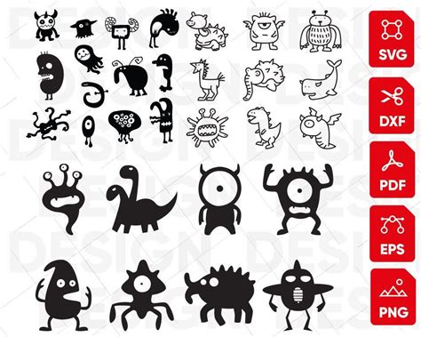 Cute Monsters Little Monsters Monster Clipart Halloween Stencils