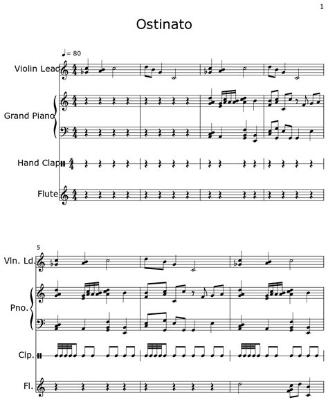 Ostinato Sheet Music For Violin Lead Piano Hand Clap Flute