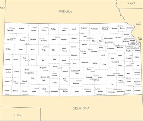 Kansas Map With Cities And Towns