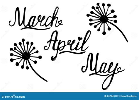 Hand Drawn Lettering Phrase March April And May Month March April