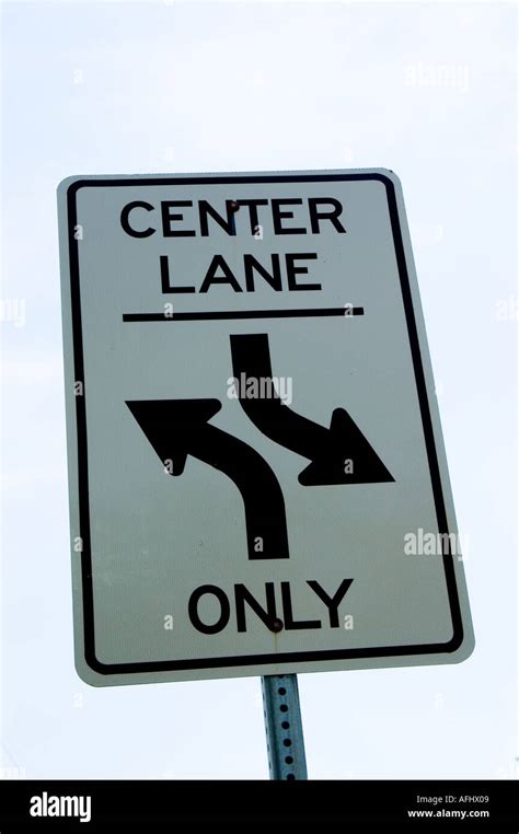 Center Lane Turn Only Traffic Sign Stock Photo Alamy