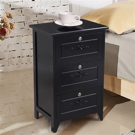 Giantex Bedroom Nightstand Modern End Beside Table With 3 Drawer