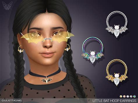 Sims 4 — Little Bat Hoop Earrings For Kids By Feyona — 5 Swatches