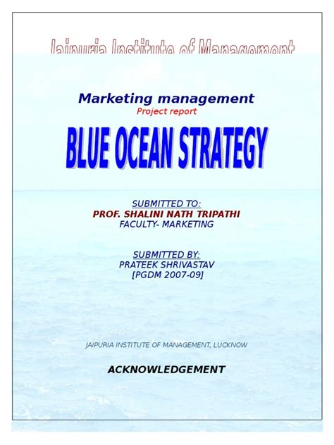 It is a roadmap to move you, your team, and your organization to new heights of confidence, market creation and growth. Blue Ocean Strategy Project Report | Oceans | Strategic ...