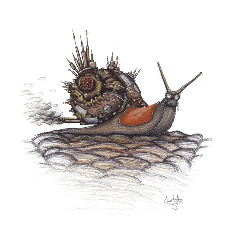 Steaming Along - Steampunk Snail by Charlotte Jordan | Steampunk art, Art design, Art