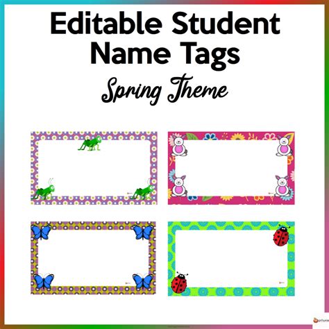 Editable Name Tags Labels Daily Agenda Reminders Spring Theme Bundle