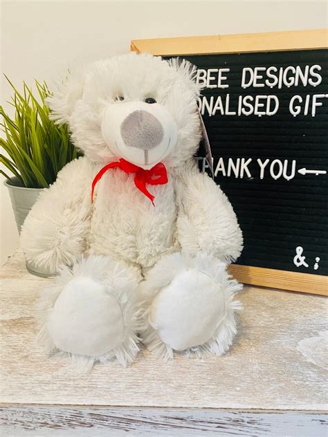 Personalised White Teddy Bear New Baby Gift Customised Plush Etsy