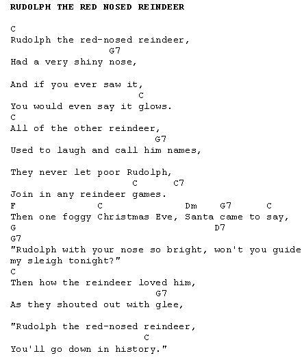 Rudolph The Red Nosed Reindeer Lyrics Printable