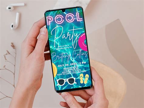 Pool Party Invite Template Swimming Pool Party Pool Party Etsy
