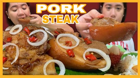 spicy pork steak mukbang bistek tagalog collab lizeatz29 youtube