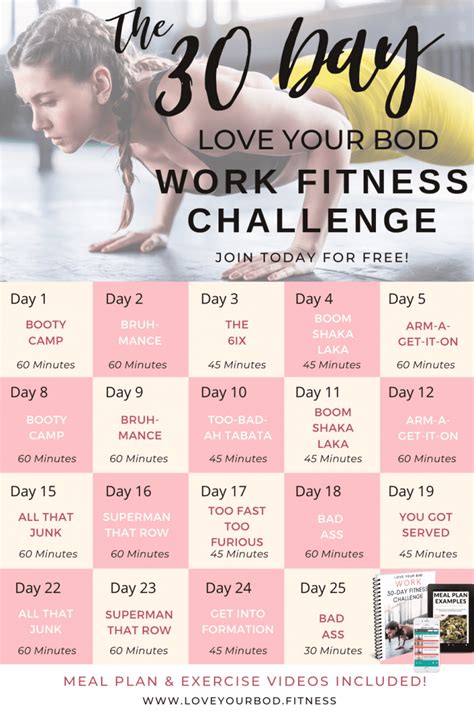 Printable 30 Day Workout Challenge Printable Templates