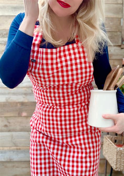 100% Cotton Gingham Check Apron - Red