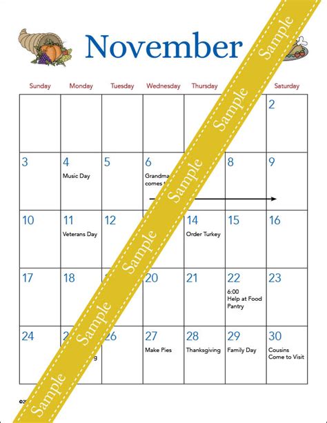 November Calendar Activity Sallie Borrink