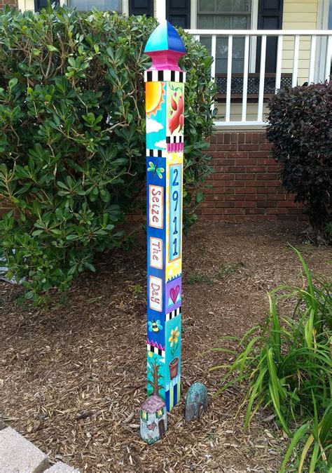 Hand Painted Peace Pole Art Pole Peace Pole Garden Poles
