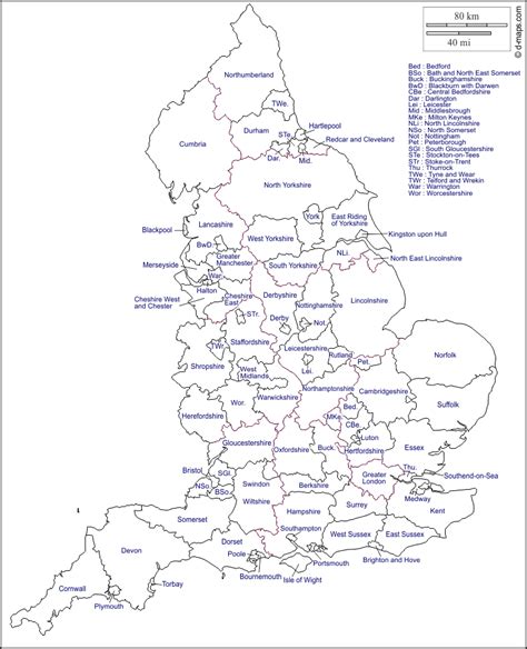 Click on above map to view higher resolution image. England free map, free blank map, free outline map, free base map outline, counties, names (white)
