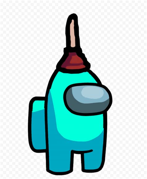 Hd Cyan Among Us Character With Plunger Hat Png Citypng