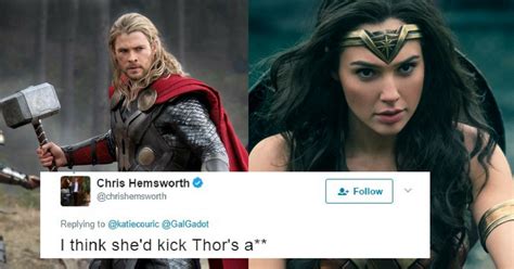 In A Fight Between Wonder Woman And Thor Chris Hemsworth Feels Gal Gadot Would Kick His Ass