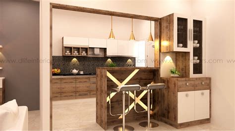 Modular Kitchen With Breakfast Counter By Dlife Dining Room Design