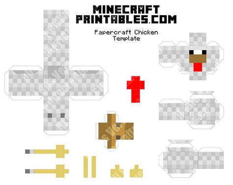 Chicken Printable Minecraft Chicken Papercraft Template