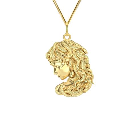 Gold Medusa Pendant 18k Solid Gold Medusa Necklace For Men Etsy