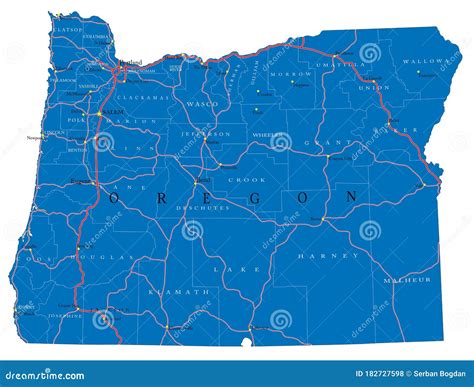 Oregon State Political Map Stock Illustration Illustration Of Border