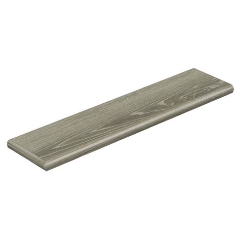 This is an aluminium stair nosing with wood effect finish for use with lvt,vinyl,laminate,ceramic tiles,wood flooring or bare timber. Cap A Tread Sterling Oak 47 in. L x 12-1/8 in. D x 1-11/16 in. H Vinyl Overlay Left Return for ...