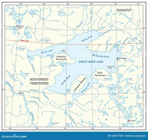 Detailed Map Of The Great Bear Lake Northwest Territories Canada Vector