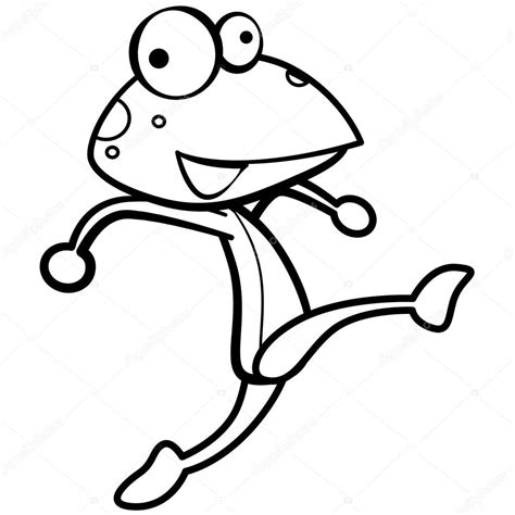 Coloring Humor Cartoon Frog Running With White Background — Stock