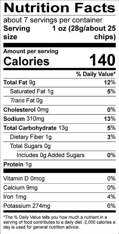 Nutrition Facts Label For Potato Chips Besto Blog