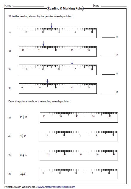 Ruler Measurement Worksheet