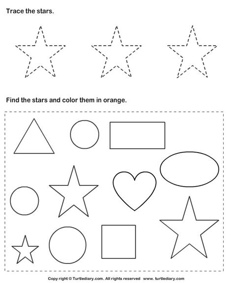 Star Tracing Worksheets Shapes Worksheet Kindergarten Shapes