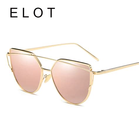 elot vintage lady rose gold cat eye sunglasses women brand design twin beams optical eyeglasses