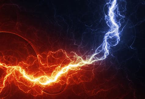 Fire And Ice Abstract Lightning Background Clash Of The Elements Stock