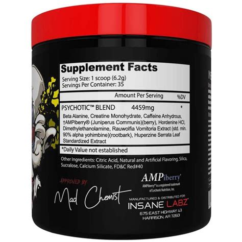 Insane Labz Psychotic Infused Pre Workout Powerhouse 35 Servings Team Forever