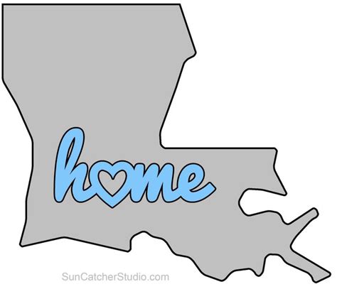 Louisiana Map Home Heart Outline Shape State Stencil Clip Art Scroll